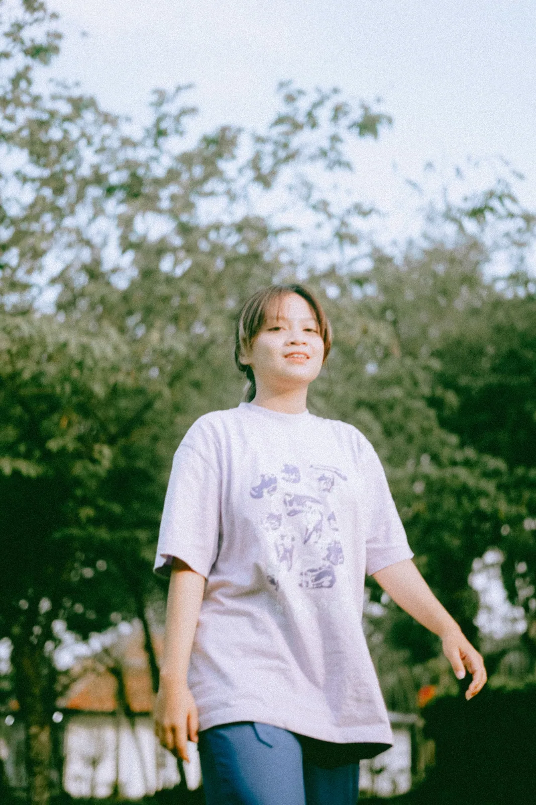 T-shirt oversize blanc imprimé