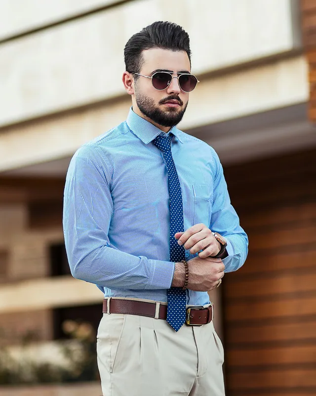 Chemise bleu ciel en oxford, L · Very good