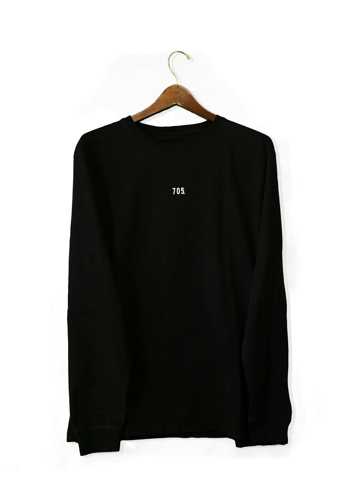 Pull noir col rond en mérinos