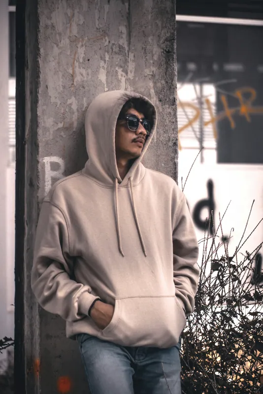 Sweat à capuche beige, L · Good