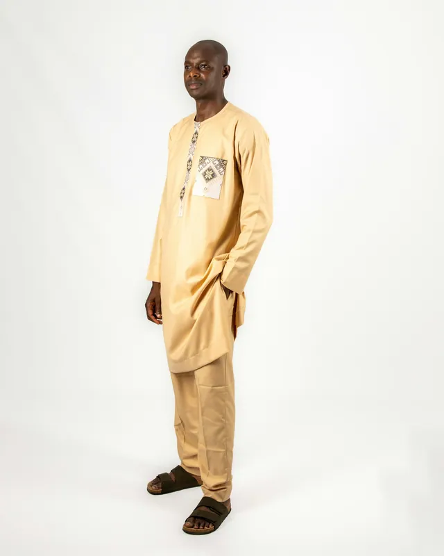Boubou homme beige trois pièces, 155 cm · Very good