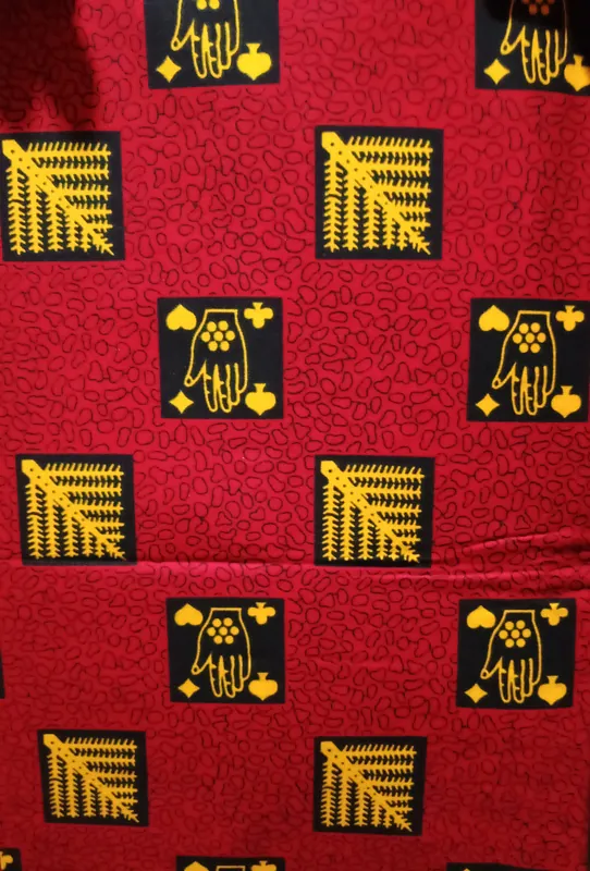 Pagne wax rouge et jaune, 6 yards, New without tags
