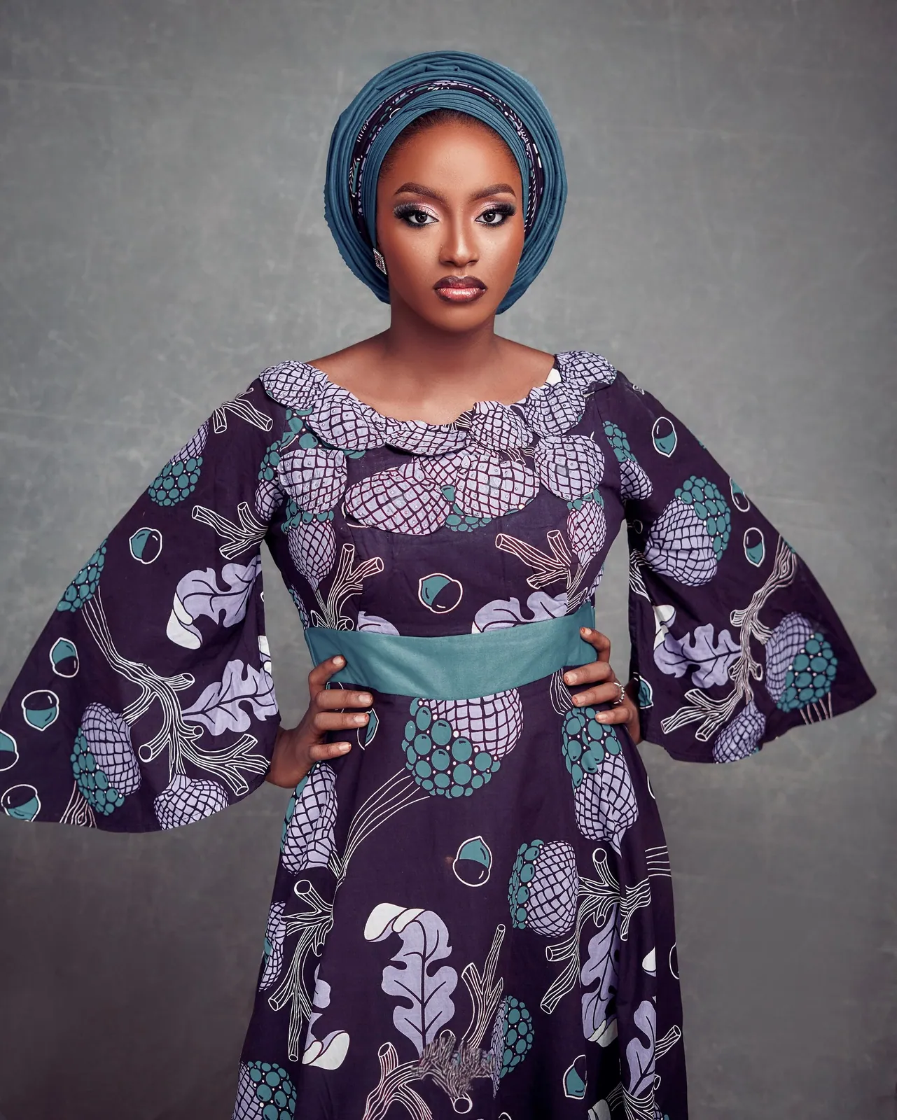 Robe longue en wax violet