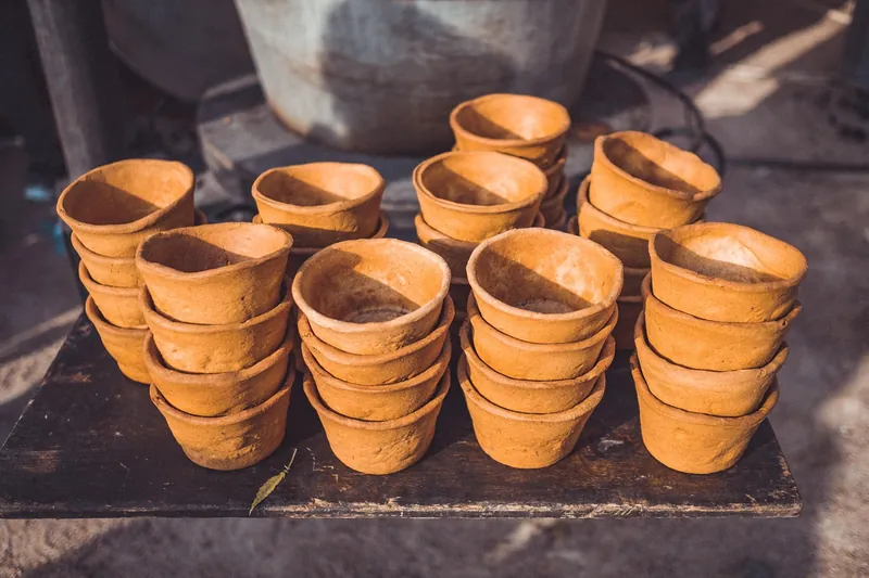Douze tasses en terre cuite, جديد بدون ملصق
