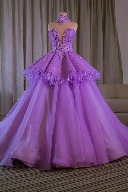 Robe de soirée violette en tulle, S / 36 · حالة جيدة جدا